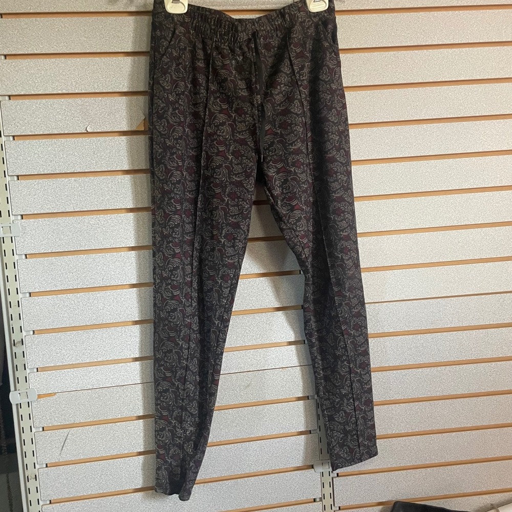 COCO CARMEN Black Red‎ Paisley Print Elastic Waist Drawstring Pants Womens S M